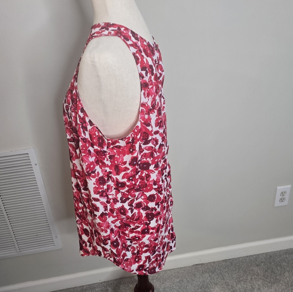 Who What Wear Red Floral Sleeveless Top  XL - Picture 3 of 8
